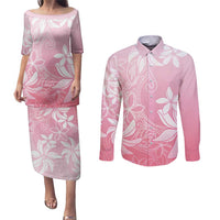 Tiare Tahiti Couples Matching Puletasi and Long Sleeve Button Shirt Pink Polynesia Motifs LT05 Pink - Polynesian Pride