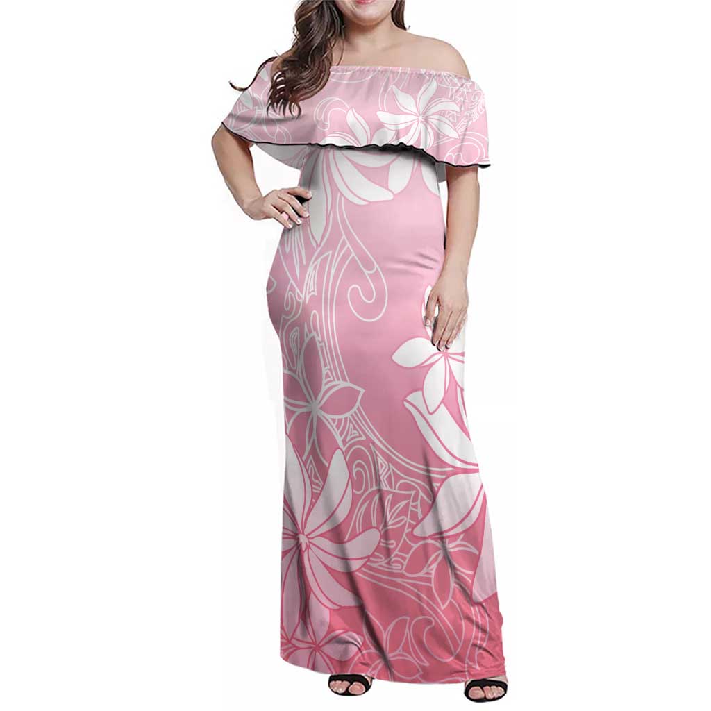 Tiare Tahiti Family Matching Off Shoulder Maxi Dress and Hawaiian Shirt Pink Polynesia Motifs - Polynesian Pride