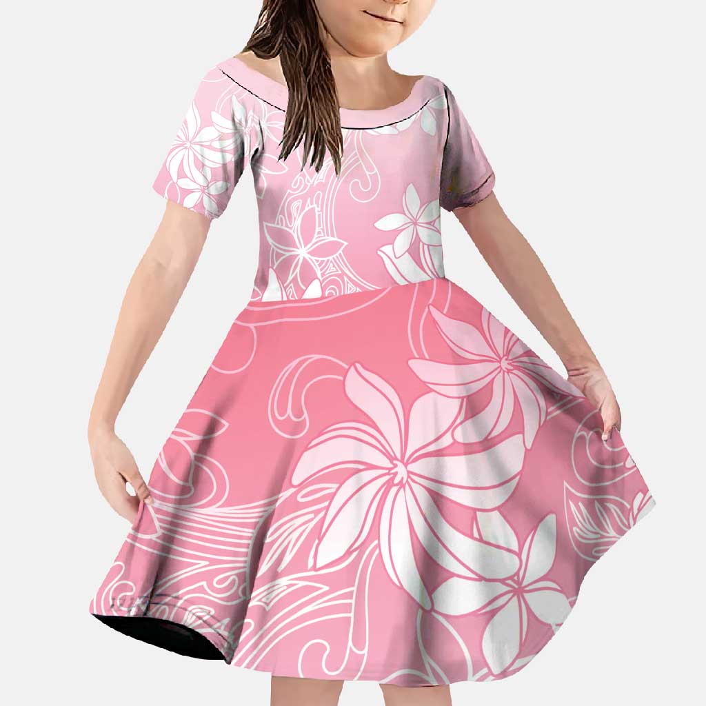 Tiare Tahiti Family Matching Short Sleeve Bodycon Dress and Hawaiian Shirt Pink Polynesia Motifs - Polynesian Pride