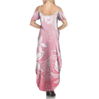 Tiare Tahiti Family Matching Summer Maxi Dress and Hawaiian Shirt Pink Polynesia Motifs - Polynesian Pride