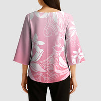 Tiare Tahiti Kimono Sleeve Blouse Pink Polynesia Motifs LT05 - Polynesian Pride