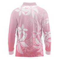 Tiare Tahiti Long Sleeve Polo Shirt Pink Polynesia Motifs LT05 - Polynesian Pride