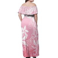 Tiare Tahiti Off Shoulder Maxi Dress Pink Polynesia Motifs LT05 - Polynesian Pride