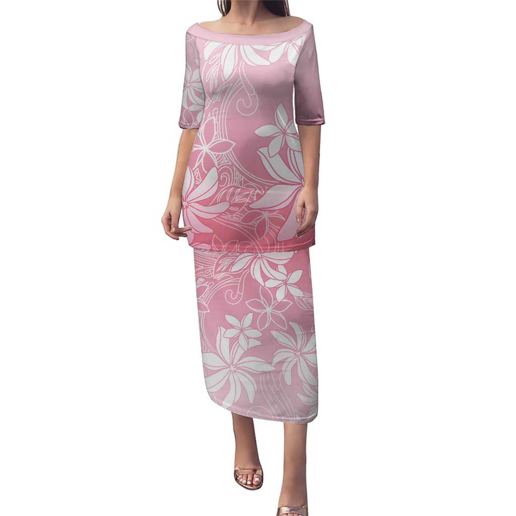 Tiare Tahiti Puletasi Pink Polynesia Motifs LT05 Long Dress Pink - Polynesian Pride