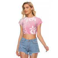 Tiare Tahiti Raglan Cropped T Shirt Pink Polynesia Motifs - Polynesian Pride