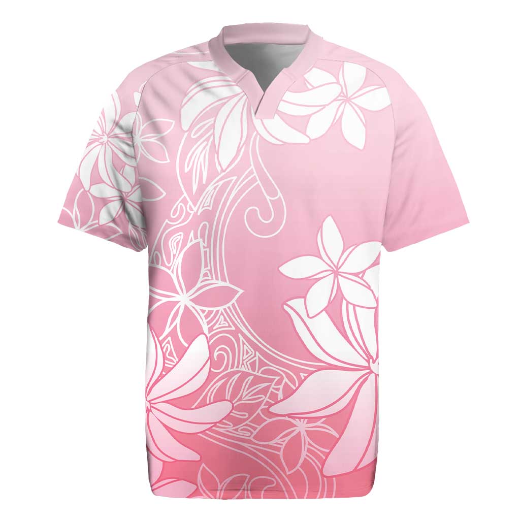 Tiare Tahiti Rugby Jersey Pink Polynesia Motifs - Polynesian Pride