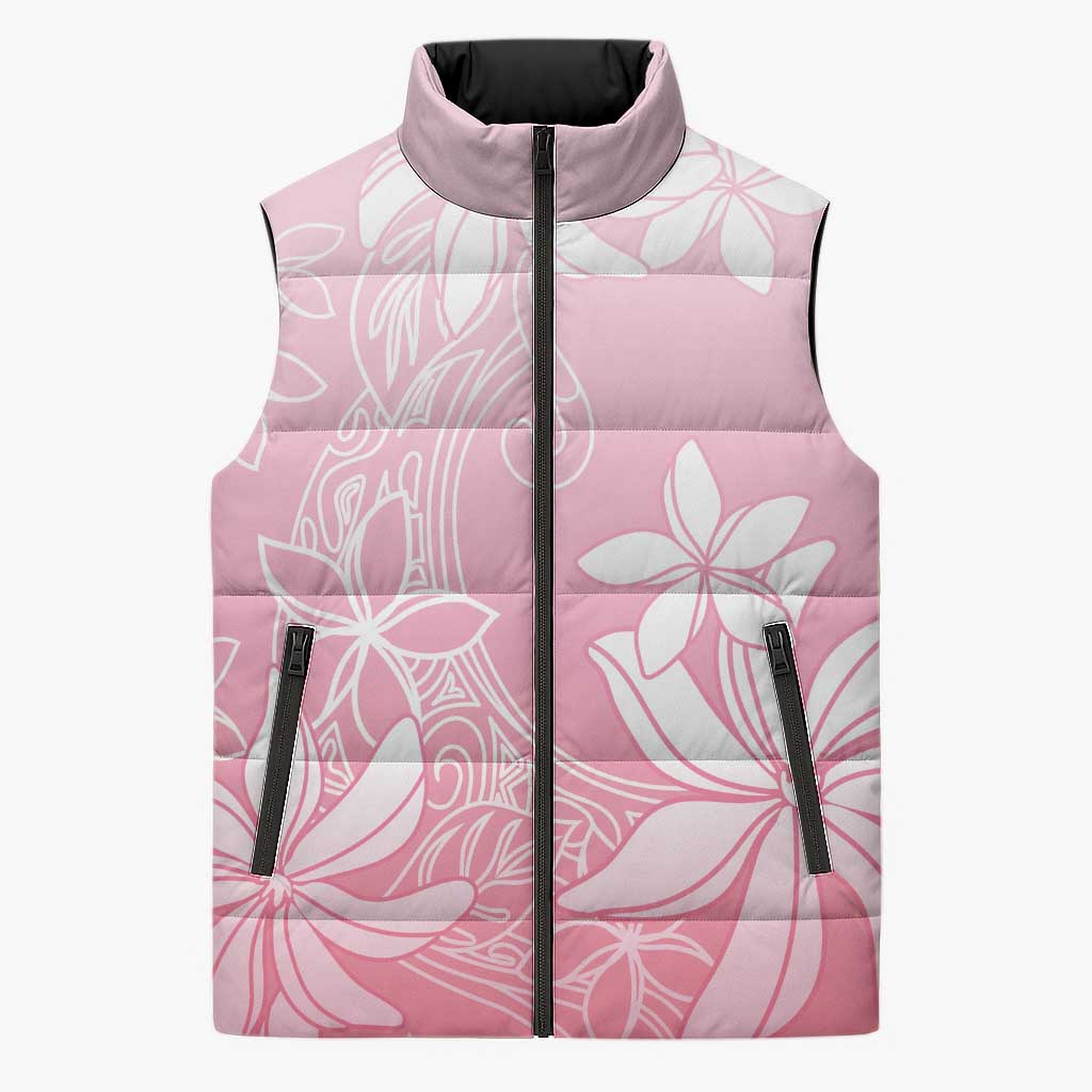 Tiare Tahiti Sleeveless Puffer Jacket Pink Polynesia Motifs LT05 Unisex Pink - Polynesian Pride