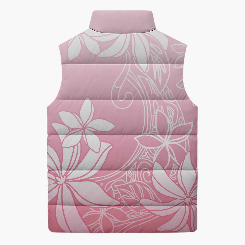 Tiare Tahiti Sleeveless Puffer Jacket Pink Polynesia Motifs LT05 - Polynesian Pride