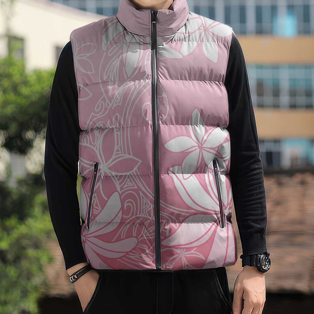 Tiare Tahiti Sleeveless Puffer Jacket Pink Polynesia Motifs LT05 - Polynesian Pride