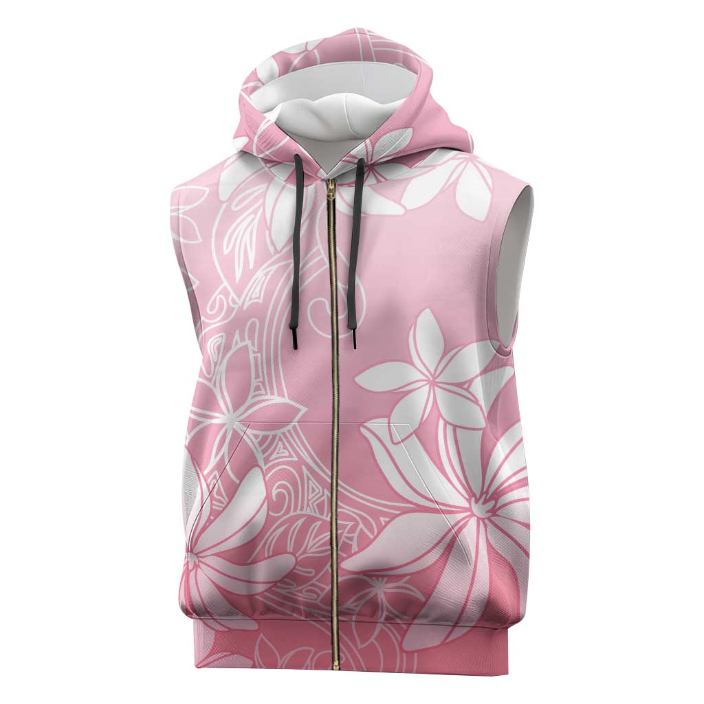 Tiare Tahiti Sleeveless Zip Hoodie Pink Polynesia Motifs - Polynesian Pride