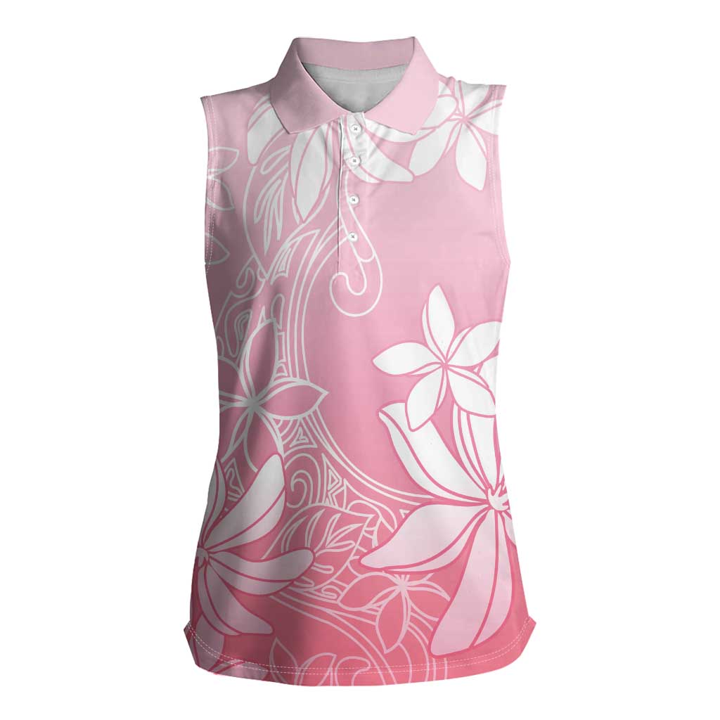 Tiare Tahiti Women Sleeveless Polo Shirt Pink Polynesia Motifs LT05 Female Pink - Polynesian Pride