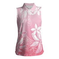 Tiare Tahiti Women Sleeveless Polo Shirt Pink Polynesia Motifs LT05 Female Pink - Polynesian Pride