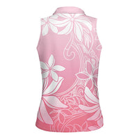 Tiare Tahiti Women Sleeveless Polo Shirt Pink Polynesia Motifs LT05 - Polynesian Pride