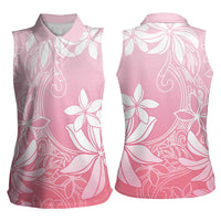 Tiare Tahiti Women Sleeveless Polo Shirt Pink Polynesia Motifs LT05 - Polynesian Pride