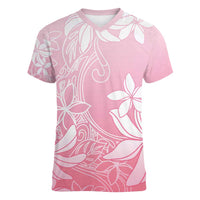 Tiare Tahiti Women V-Neck T-Shirt Pink Polynesia Motifs - Polynesian Pride