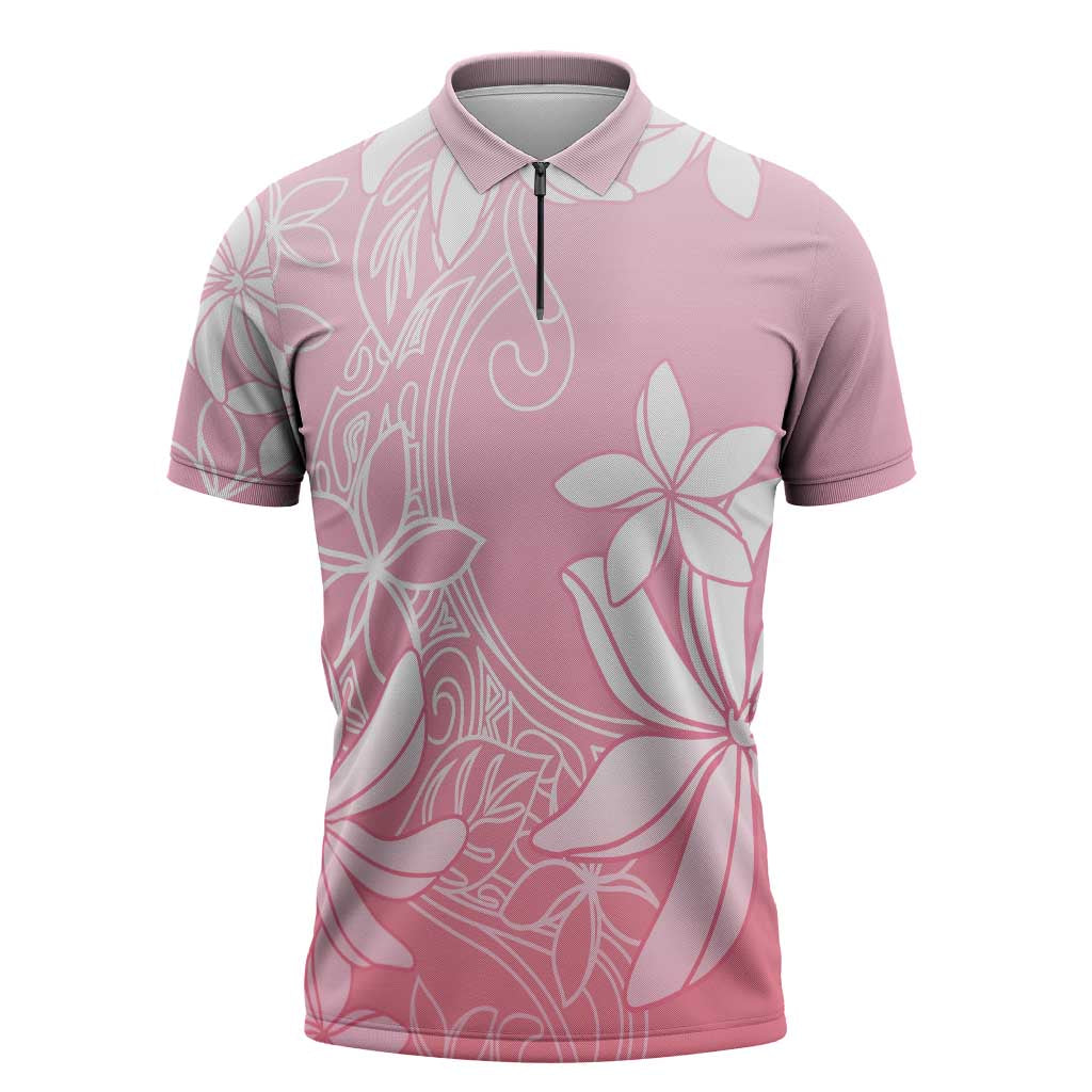 Tiare Tahiti Zipper Polo Shirt Pink Polynesia Motifs LT05 Pink - Polynesian Pride