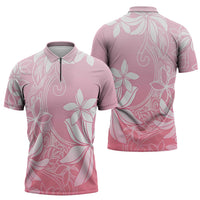 Tiare Tahiti Zipper Polo Shirt Pink Polynesia Motifs LT05 - Polynesian Pride