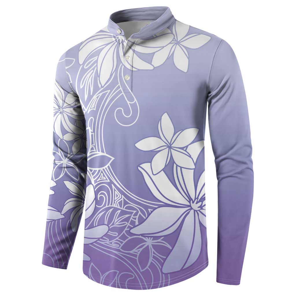 Tiare Tahiti Button Sweatshirt Purple Polynesia Motifs LT05 - Polynesian Pride