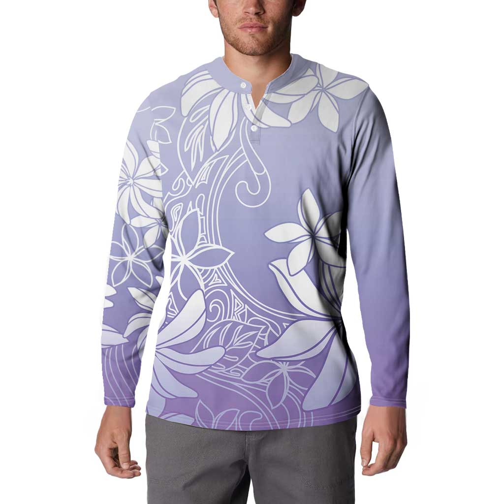 Tiare Tahiti Button Sweatshirt Purple Polynesia Motifs LT05 - Polynesian Pride