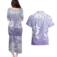 Tiare Tahiti Couples Matching Puletasi and Hawaiian Shirt Purple Polynesia Motifs LT05 - Polynesian Pride