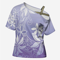Tiare Tahiti Cross Shoulder Shirt Purple Polynesia Motifs LT05 Female Purple - Polynesian Pride