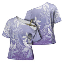 Tiare Tahiti Cross Shoulder Shirt Purple Polynesia Motifs LT05 - Polynesian Pride