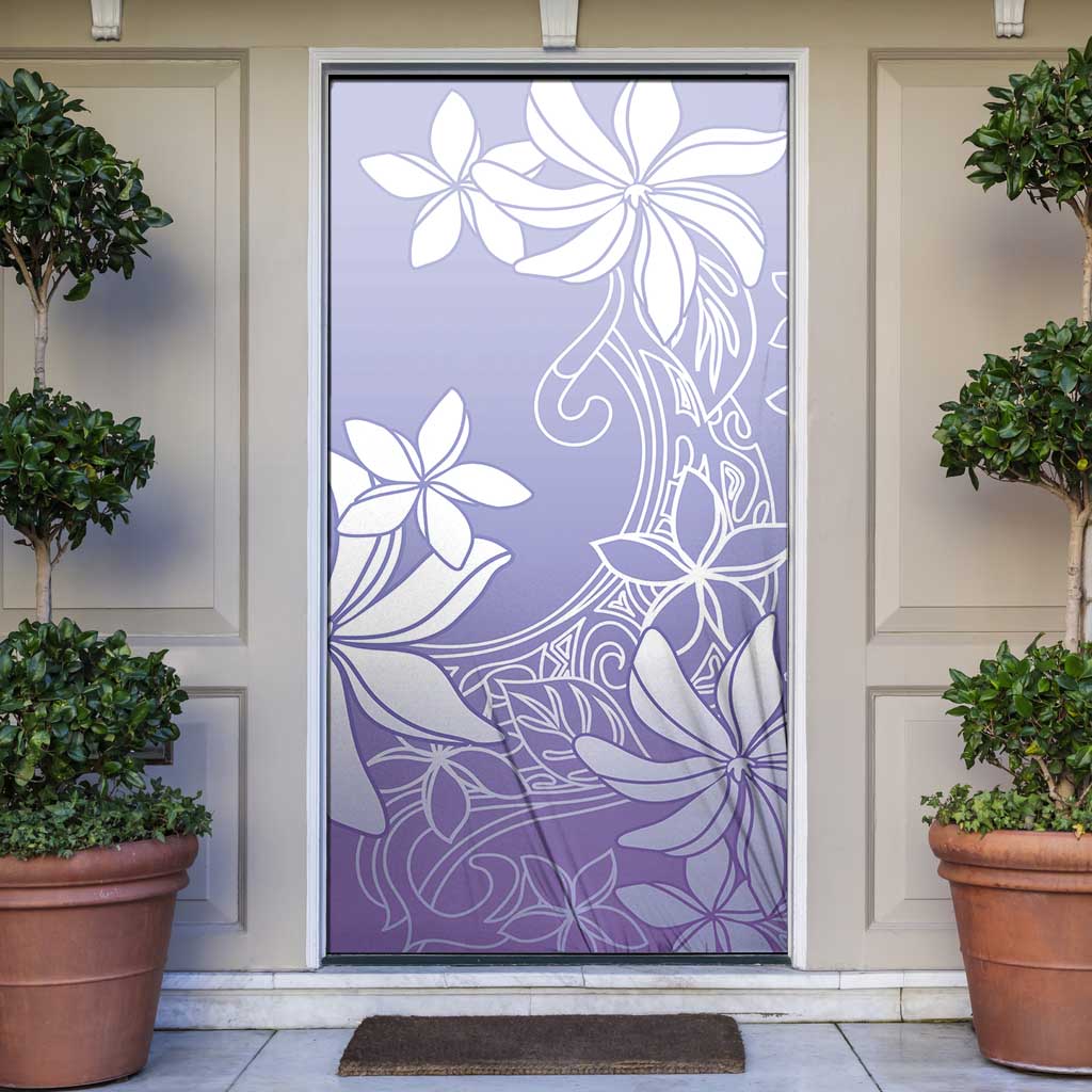 Tiare Tahiti Door Cover Purple Polynesia Motifs - Polynesian Pride