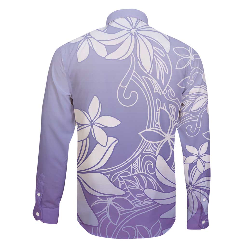 Tiare Tahiti Family Matching Long Sleeve Bodycon Dress and Hawaiian Shirt Purple Polynesia Motifs - Polynesian Pride