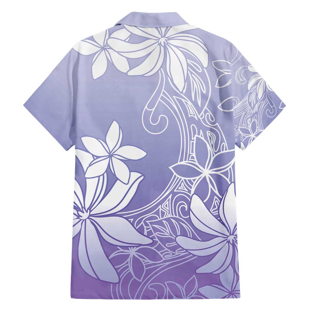 Tiare Tahiti Family Matching Off Shoulder Maxi Dress and Hawaiian Shirt Purple Polynesia Motifs - Polynesian Pride