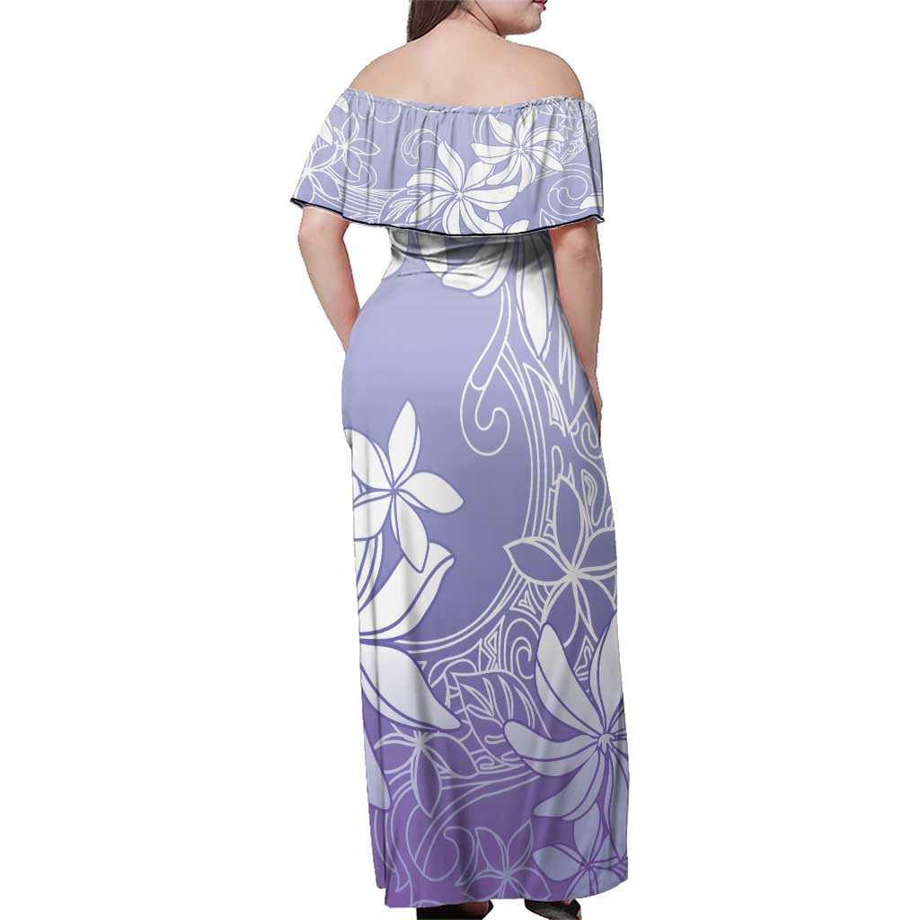 Tiare Tahiti Family Matching Off Shoulder Maxi Dress and Hawaiian Shirt Purple Polynesia Motifs - Polynesian Pride