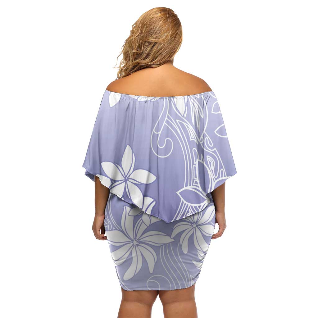 Tiare Tahiti Family Matching Off Shoulder Short Dress and Hawaiian Shirt Purple Polynesia Motifs - Polynesian Pride