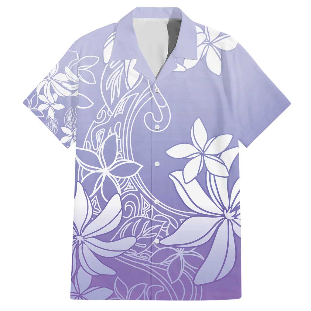 Tiare Tahiti Family Matching Short Sleeve Bodycon Dress and Hawaiian Shirt Purple Polynesia Motifs - Polynesian Pride