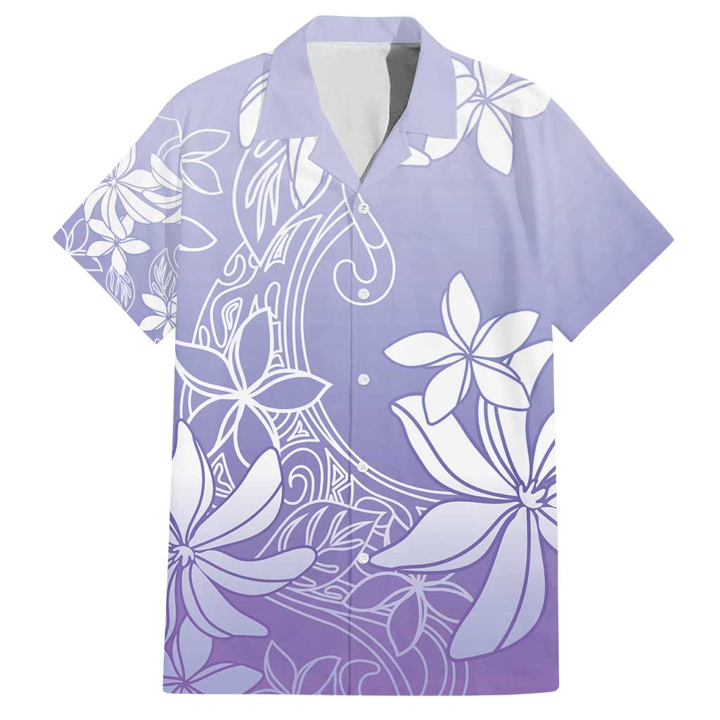 Tiare Tahiti Family Matching Summer Maxi Dress and Hawaiian Shirt Purple Polynesia Motifs - Polynesian Pride