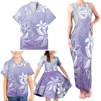Tiare Tahiti Family Matching Tank Maxi Dress and Hawaiian Shirt Purple Polynesia Motifs - Polynesian Pride