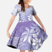 Tiare Tahiti Kid Short Sleeve Dress Purple Polynesia Motifs - Polynesian Pride
