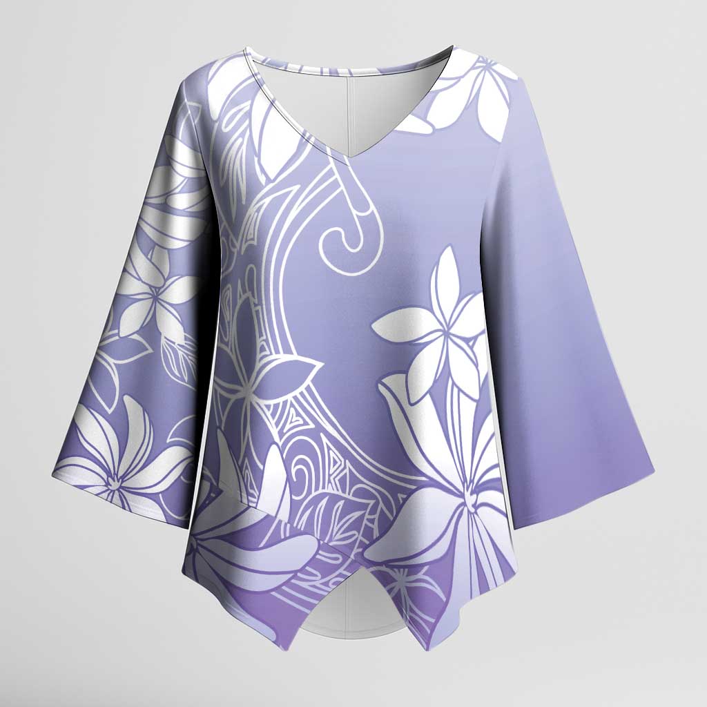 Tiare Tahiti Kimono Sleeve Blouse Purple Polynesia Motifs LT05 Female Purple - Polynesian Pride