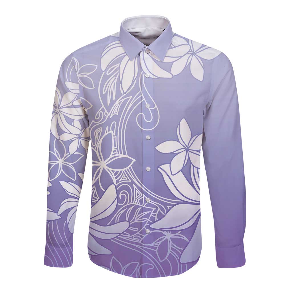 Tiare Tahiti Long Sleeve Button Shirt Purple Polynesia Motifs LT05 Unisex Purple - Polynesian Pride