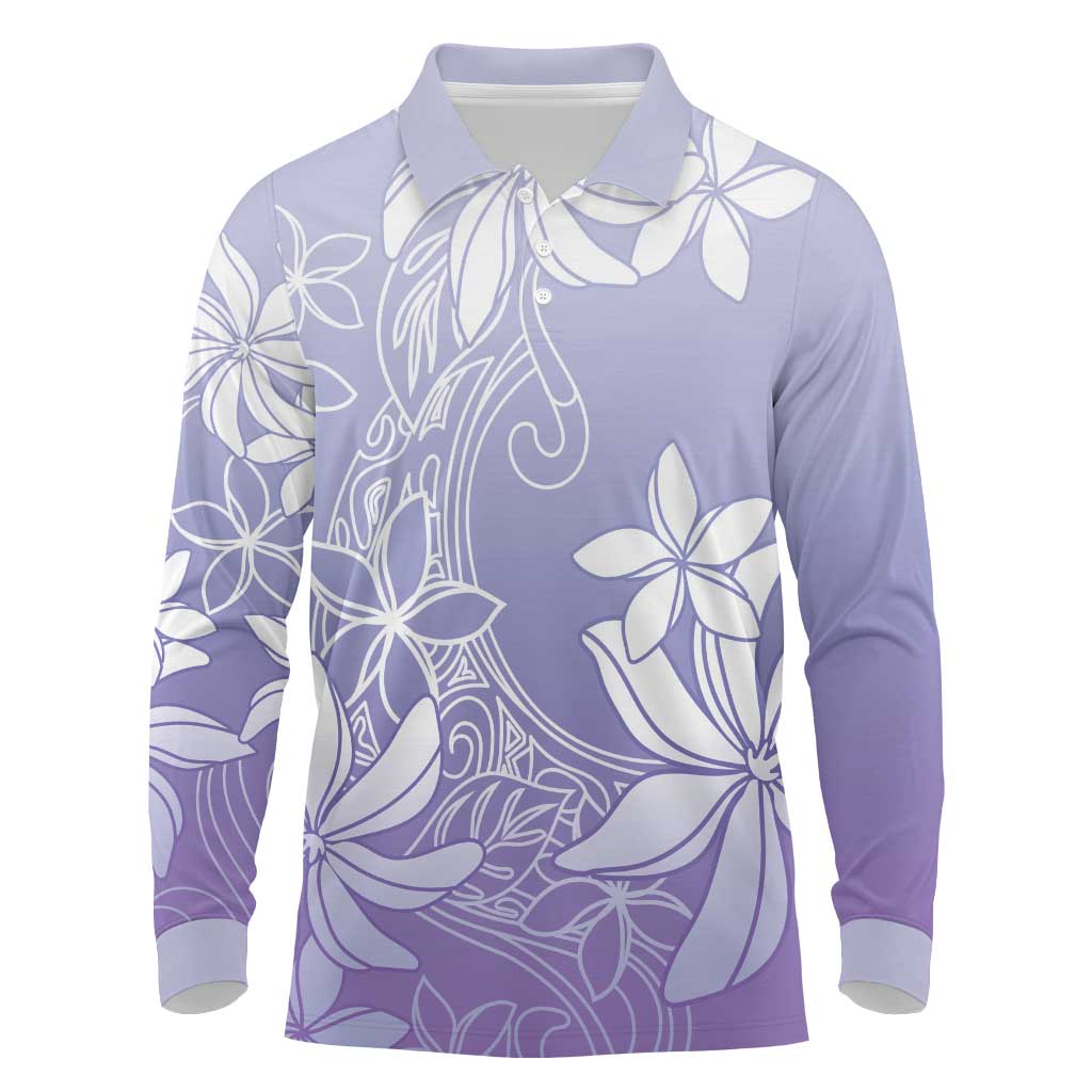 Tiare Tahiti Long Sleeve Polo Shirt Purple Polynesia Motifs LT05 Purple - Polynesian Pride