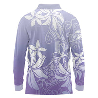 Tiare Tahiti Long Sleeve Polo Shirt Purple Polynesia Motifs LT05 - Polynesian Pride