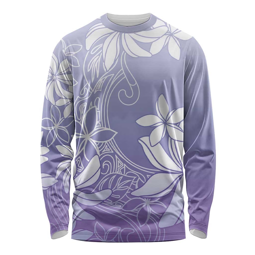 Tiare Tahiti Long Sleeve Shirt Purple Polynesia Motifs LT05 Unisex Purple - Polynesian Pride