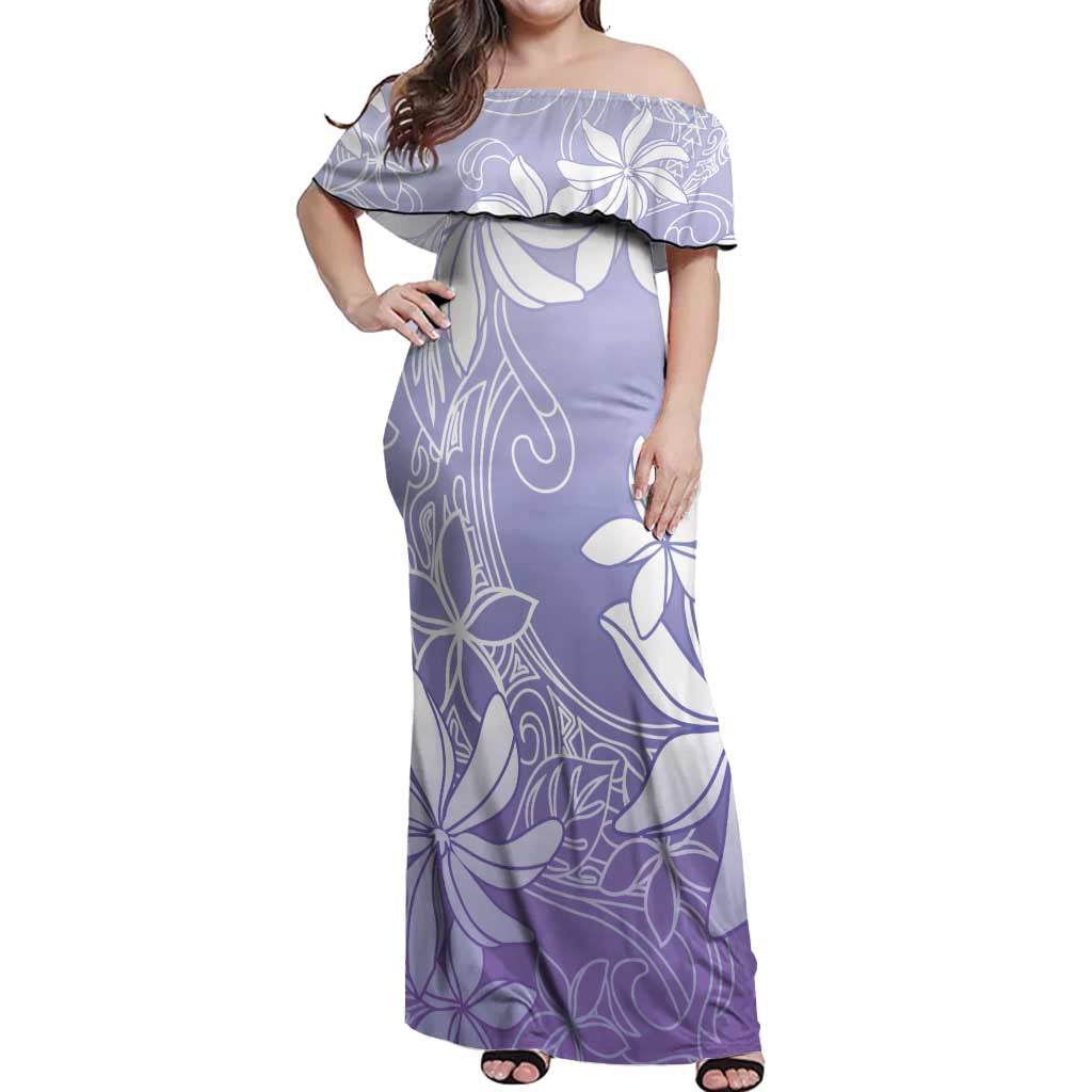 Tiare Tahiti Off Shoulder Maxi Dress Purple Polynesia Motifs LT05 Women Purple - Polynesian Pride