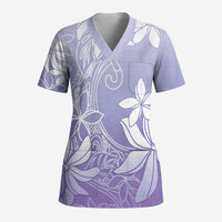Tiare Tahiti Scrub Top Purple Polynesia Motifs - Polynesian Pride