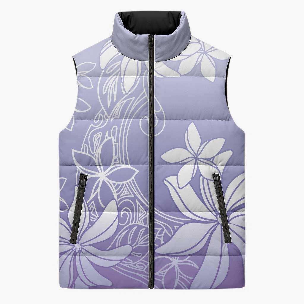 Tiare Tahiti Sleeveless Puffer Jacket Purple Polynesia Motifs LT05 Unisex Purple - Polynesian Pride