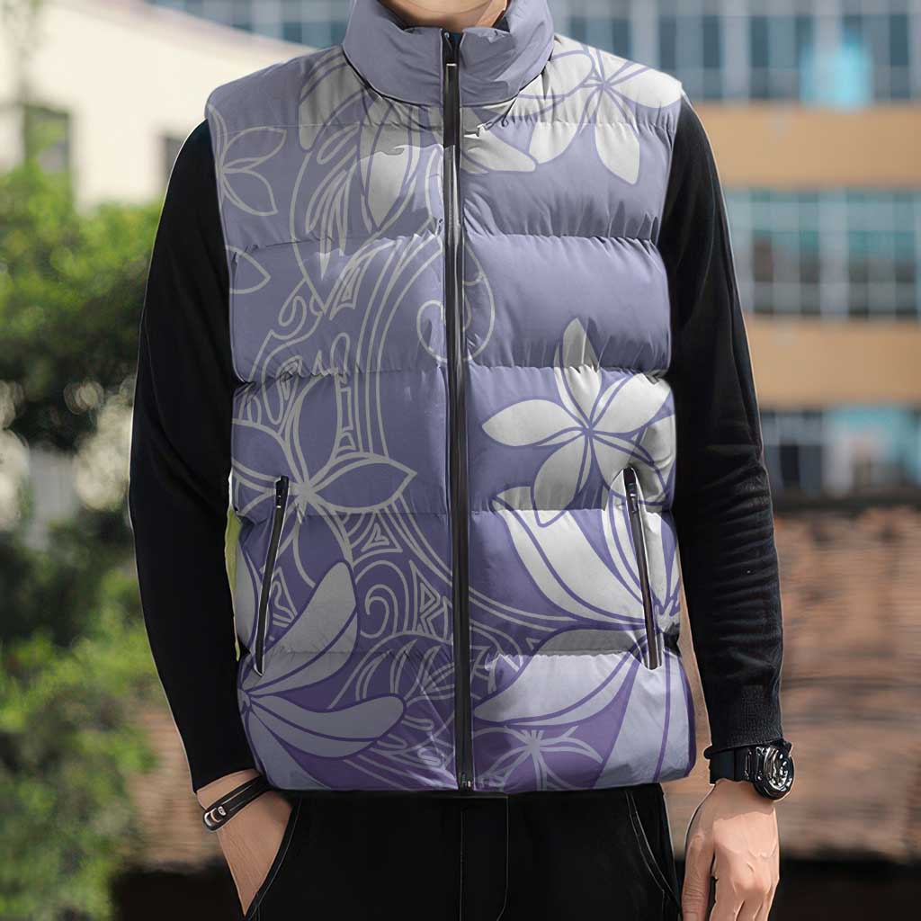 Tiare Tahiti Sleeveless Puffer Jacket Purple Polynesia Motifs LT05 - Polynesian Pride