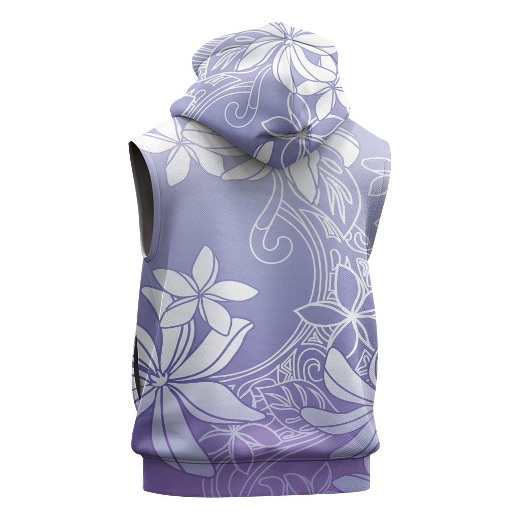 Tiare Tahiti Sleeveless Zip Hoodie Purple Polynesia Motifs - Polynesian Pride