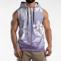Tiare Tahiti Sleeveless Zip Hoodie Purple Polynesia Motifs - Polynesian Pride