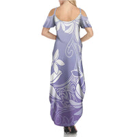 Tiare Tahiti Summer Maxi Dress Purple Polynesia Motifs LT05 - Polynesian Pride