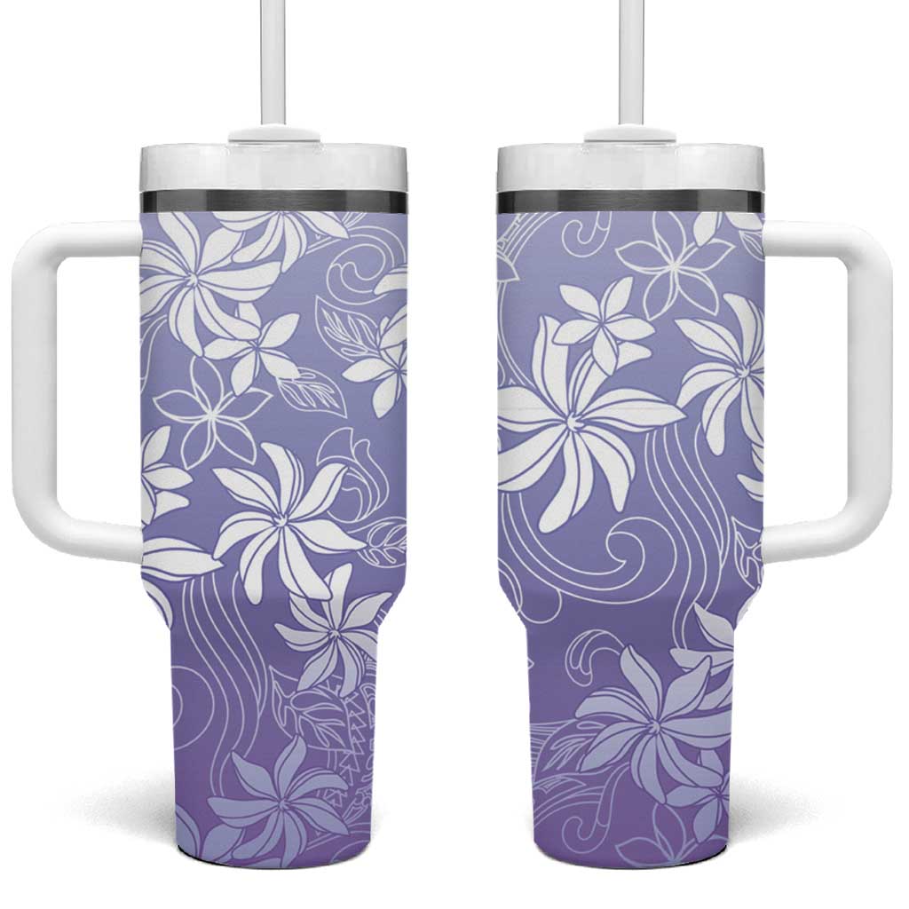 Tiare Tahiti Tumbler With Handle Purple Polynesia Motifs - Polynesian Pride