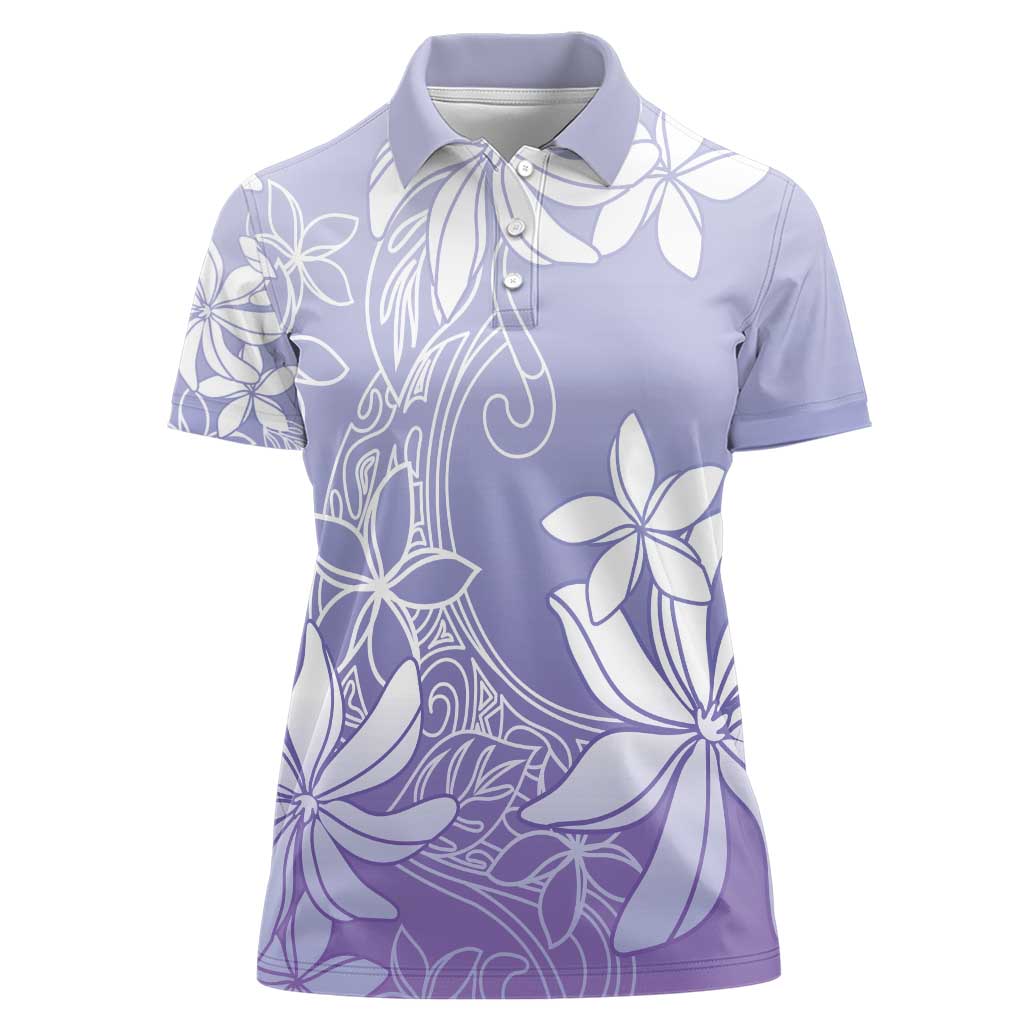 Tiare Tahiti Women Polo Shirt Purple Polynesia Motifs - Polynesian Pride