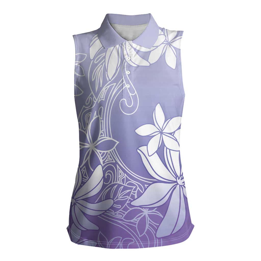 Tiare Tahiti Women Sleeveless Polo Shirt Purple Polynesia Motifs LT05 Female Purple - Polynesian Pride